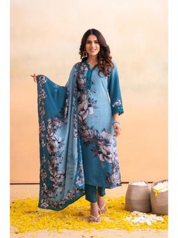 Juniper - Blue Other Floral Kurta with Pant and Dupatta