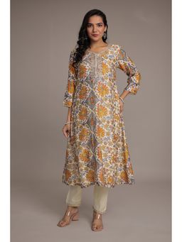 Zari Jaipur - Cream Chanderi Embroidered Kurta with Pant