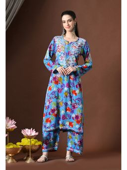 SYRISH - Blue Rayon Embroidered Kurta with Pants