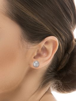 Silberry - 925 Sterling Silver Stone Rim Earrings for Women