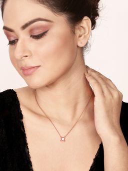 Silberry - 925 Sterling Silver Rose Gold Floral Necklace for Women