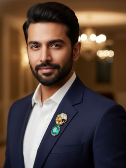 Treemoda - Green Brass Stones Unisex Brooche