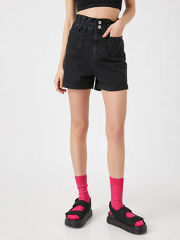 Koton - Mid Waist Black Shorts