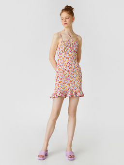 Koton - Mini Blue-patterned Dress
