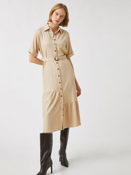 Koton - Midi Ecru Dress With Belt