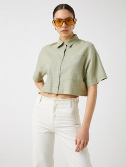Koton - Green Long Sleeve Shirt With Collar Neck