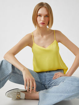 Koton - V-Neck Yellow Tank Top