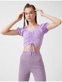 Koton - V-neck Lilac T-shirt