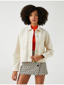 Koton - Cotton Off White Jacket With Collar Neck