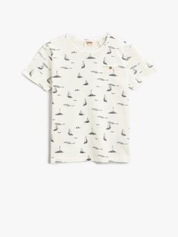 Koton - Boys Ecru-printed T-shirt