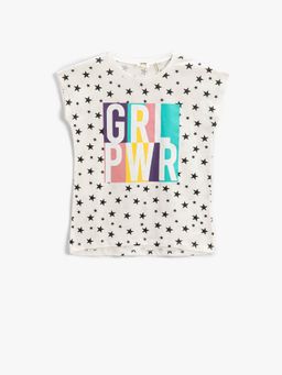 Koton - Girls Ecru-printed T-shirt