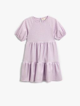 Koton - Girls Lilac Plaid Dress