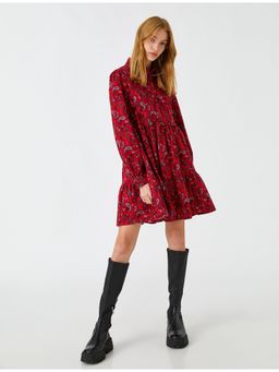 Koton - Womens Burgundy Normal Midi Dress
