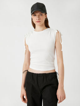 Koton - Women Off White Solid Plain Normal Top