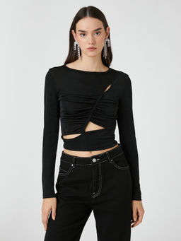 Koton - Women Black Solid Plain Super Slim Top