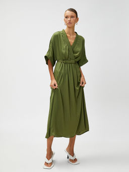 Koton - Women Olive Solid Plain Comfortable Dress (Set of 2)