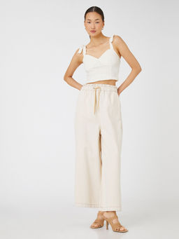 Koton - Women Off White Solid Plain Comfortable Pant