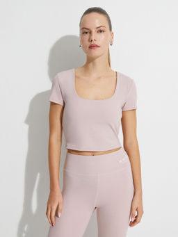 Koton - Crop Short Sleeve T-Shirt Sqaure Neck Basic Slim Fit