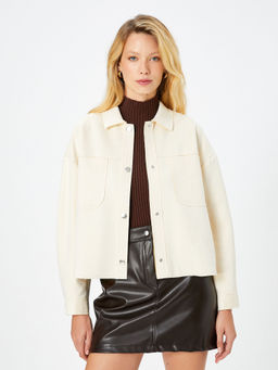 Koton - Suede Look Jacket with Detail Collar with Snap Fasteners