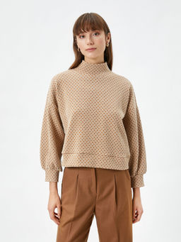 Koton - High Collar Sweatshirt Full Sleeves Low Shoulders