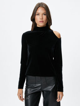 Koton - Black Top High Neck Window Detailed Long Sleeve