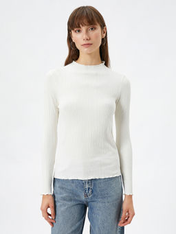 Koton - Long Sleeve Ribbed Crew Neck Slim Fit T-Shirt