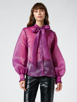 Koton - Evening Organza Scarf Collar Buttoned Balloon Sleeves Shirt
