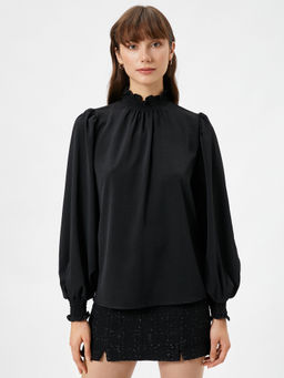 Koton - Balloon Sleeve Ruffled Collar Top