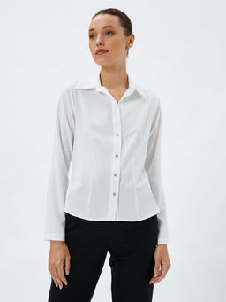 Koton - Long Sleeve Shirt Ribbed Buttons Classic Collar