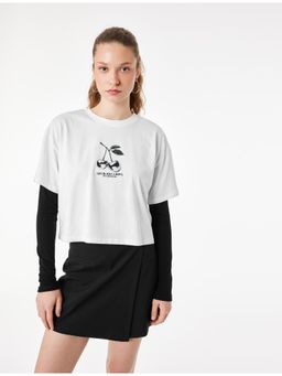 Koton - Womens White Cherry Printed T-Shirt