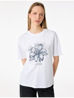 Koton - Womens White Cotton T-Shirt