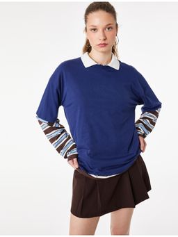 Koton - Womens Navy Blue Stone Detail T-Shirt