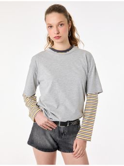 Koton - Womens Grey Stone Detail T-Shirt