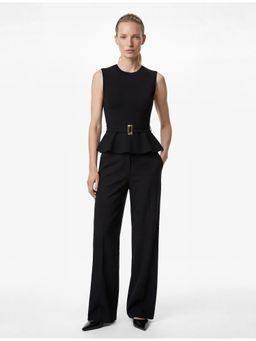 Koton - Womens Black Belted Peplum Top