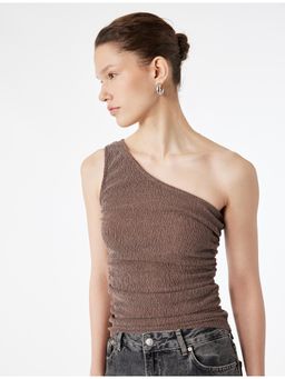 Koton - Womens Brown One Shoulder Top