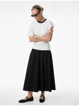 Koton - Womens White Asymmetric Sleeve Detail T-Shirt
