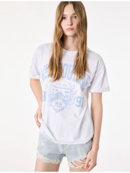 Koton - Womens White Printed T-Shirt