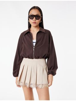 Koton - Womens Beige Lace Pleated Mini Skirt