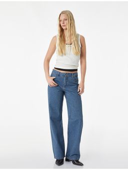 Koton - Womens Navy Blue Straight Fit Jeans