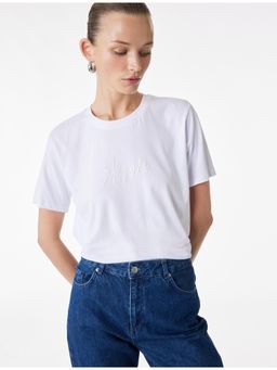 Koton - Womens White Printed Detail T-Shirt
