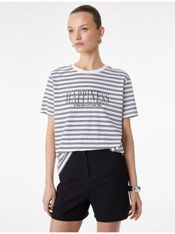 Koton - Womens Black Stripes T-Shirt