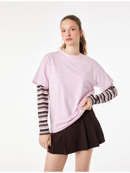 Koton - Womens Pink Oversized Basic T-Shirt