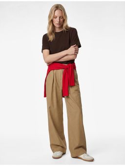 Koton - Womens Brown Oversized Basic T-Shirt