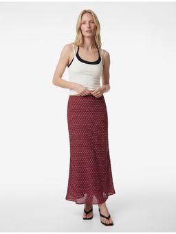 Koton - Womens Burgundy Satin Maxi Skirt