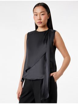 Koton - Womens Black Sleeveless Satin Top