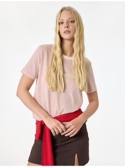 Koton - Womens Pink Stripes T-Shirt