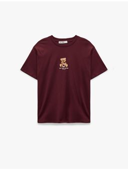 Koton - Womens Burgundy Oversized T-Shirt