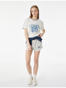 Koton - Womens White Printed T-Shirt