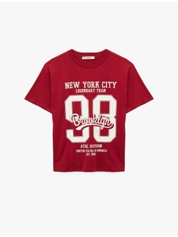 Koton - Womens Burgundy Printed T-Shirt