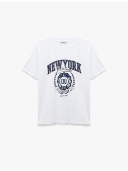 Koton - Womens White Printed T-Shirt
